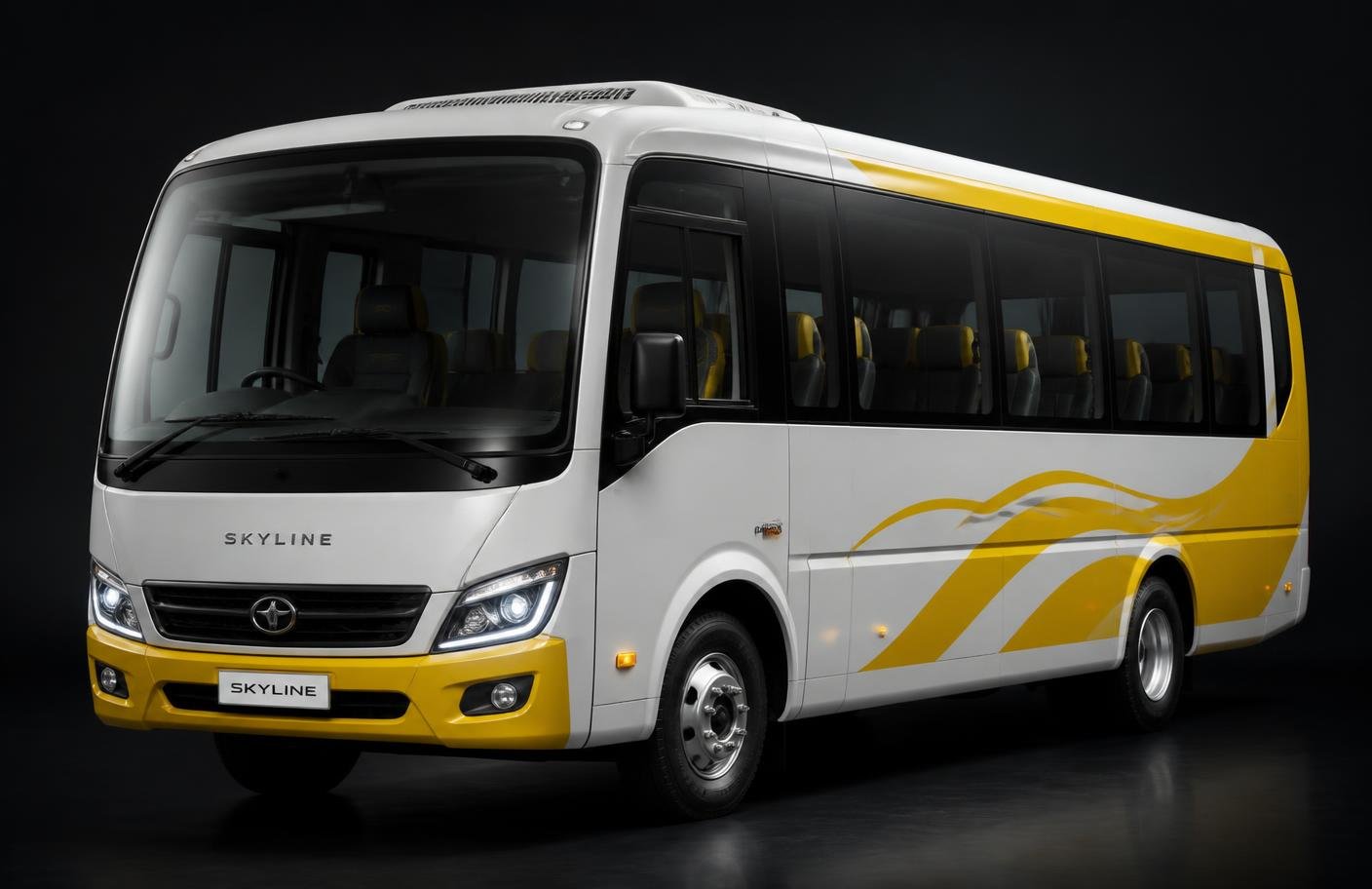 20 seater mini bus in white and yellow livery