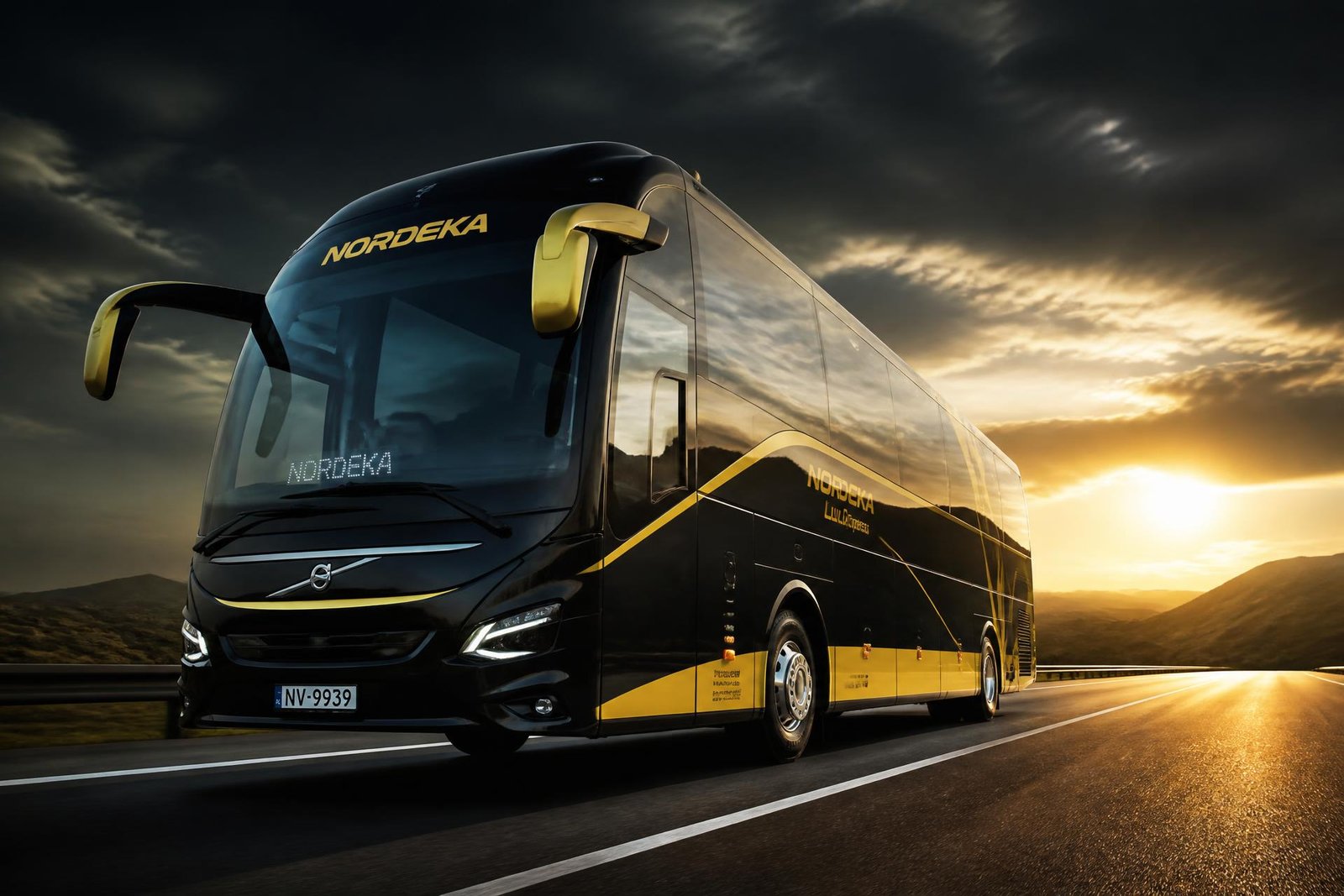 KSB Travels luxury coach travelling on an open highway